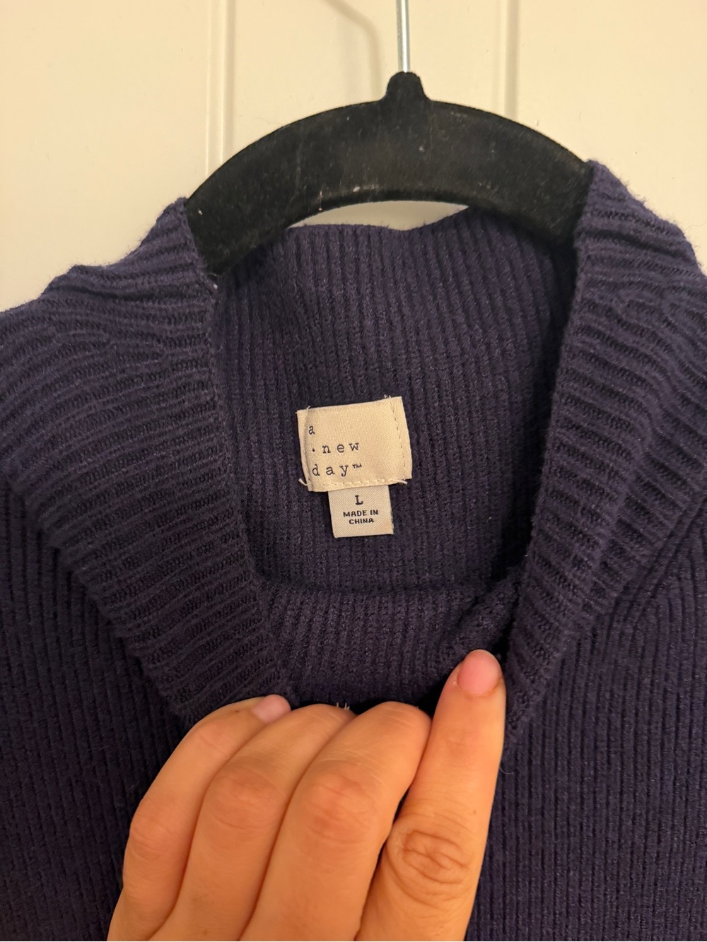 A New Day navy Ribbed Shawl Collar Sweater - Women's